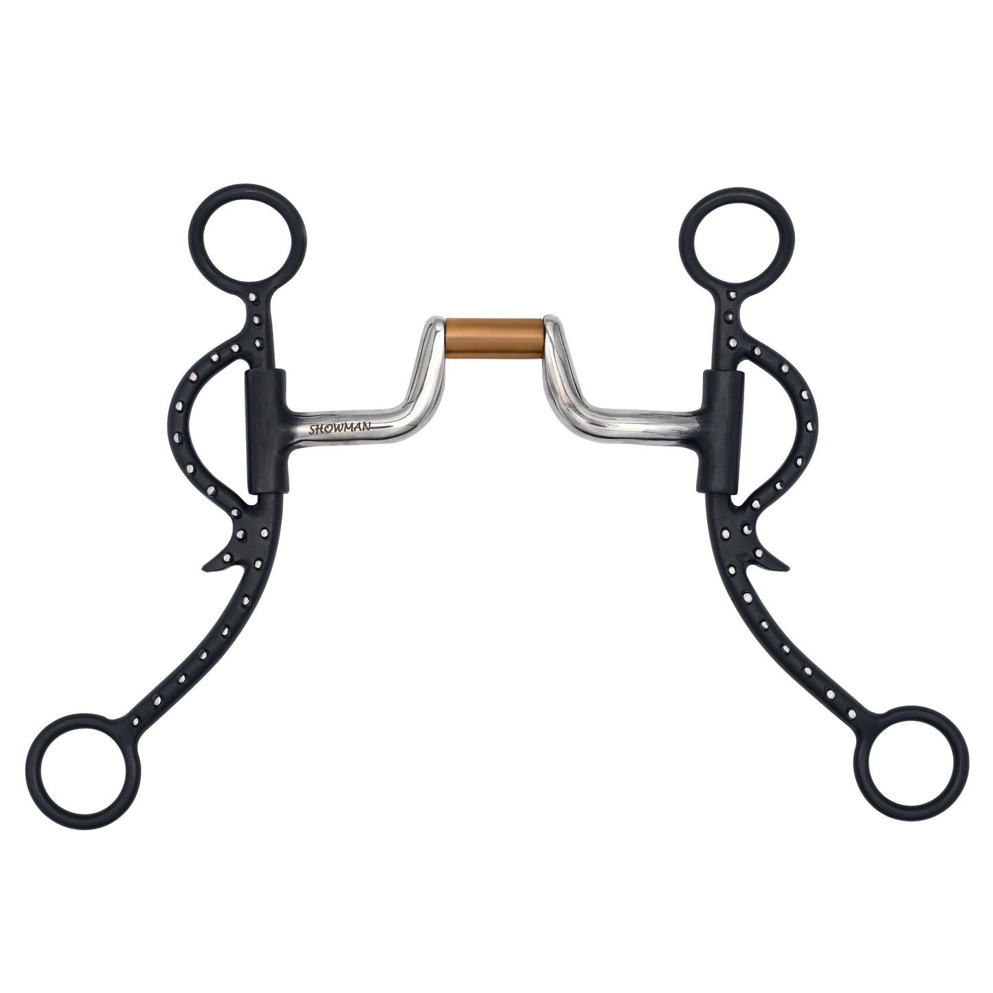 Showman Med. Shank Copper Hinge Ported Bit - Lazy L Ranch Co.