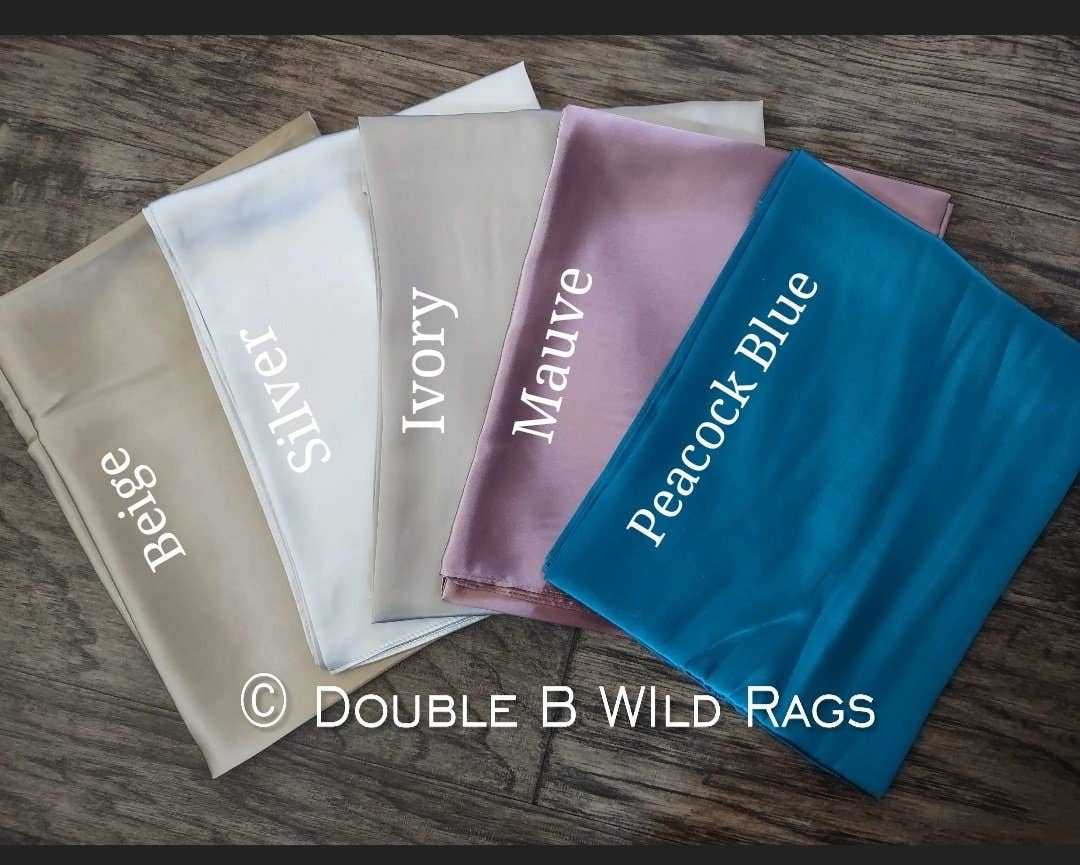 Wild Rag 100% SILK 823 Solid Teal, Silver, Mauve, Ivory, OR Beige Cowboy Western Neck Scarf Bandanna by Double B Wild Rags - Lazy L Ranch Co.