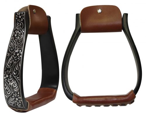 Black Aluminum Engraved Stirrups