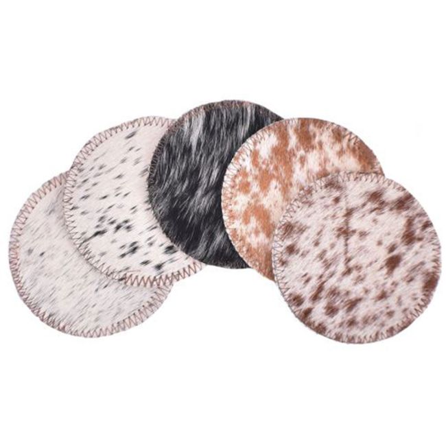 Round - Salt and Pepper Cowhide Coasters