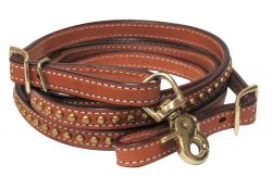 Showman 1/2" x 8'  Brass Studded Roping Rein - Lazy L Ranch Co.