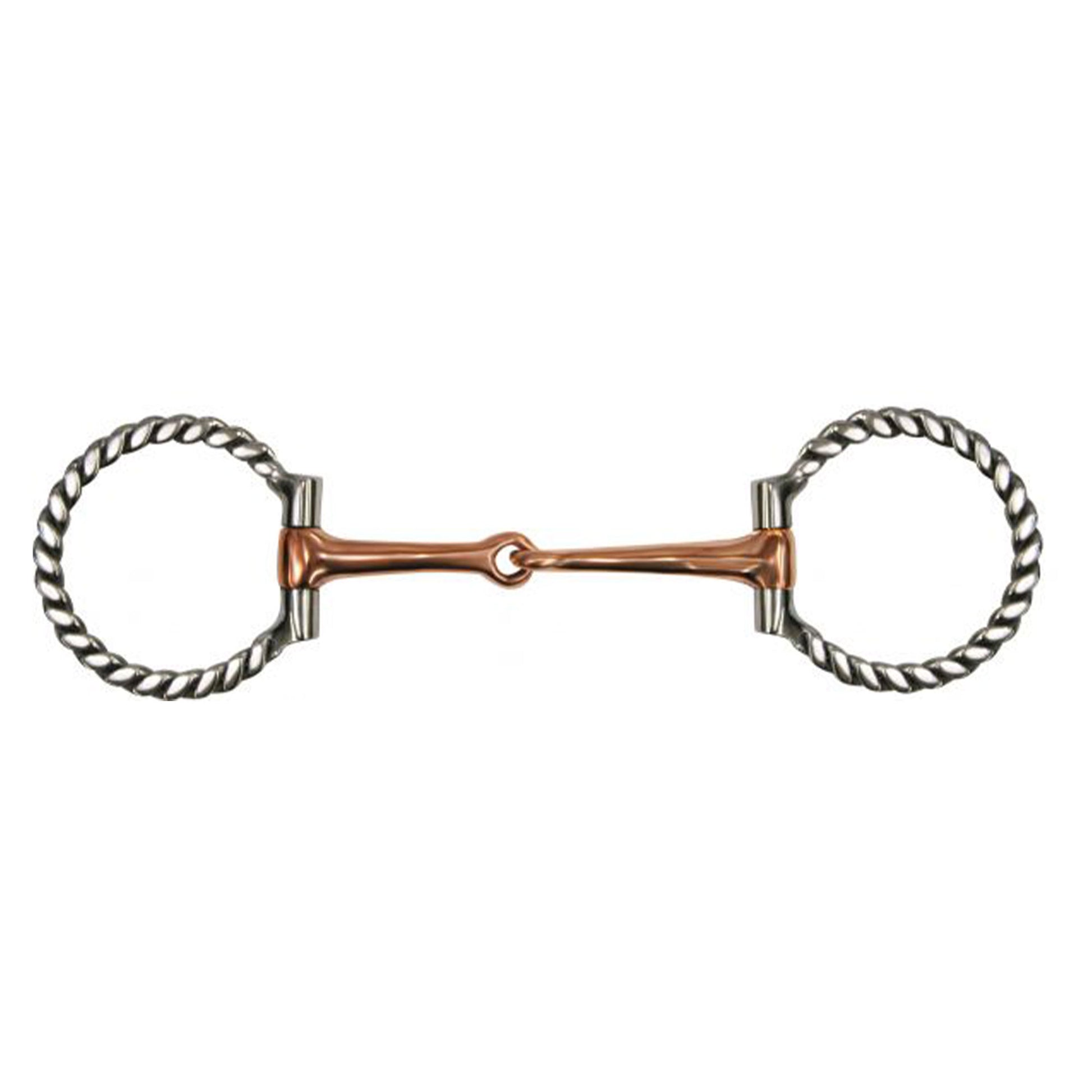 Showman stainless steel show flat twisted ring cheeks copper broken mouthpiece - Lazy L Ranch Co.