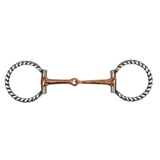 Showman stainless steel show flat twisted ring cheeks copper broken mouthpiece - Lazy L Ranch Co.