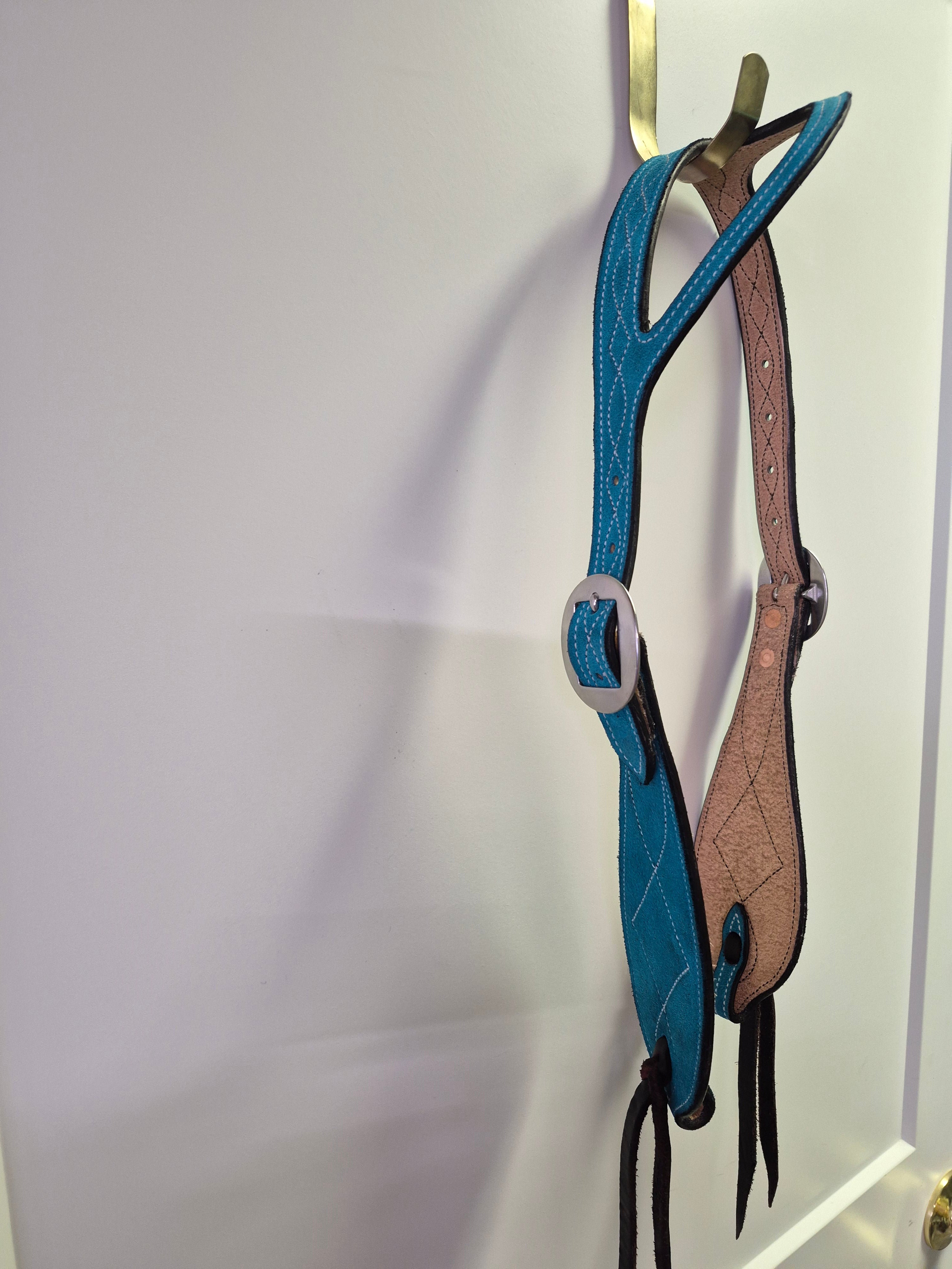 Turquoise One Ear Headstall- Gunslinger Stitching