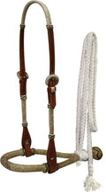 - Showman leather rawhide braided bosal with cotton mecate reins