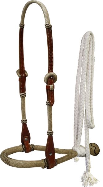 - Showman leather rawhide braided bosal with cotton mecate reins
