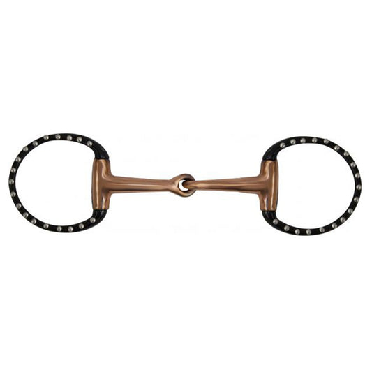 Showman Eggbutt style with black steel ring cheeks with silver dots - Lazy L Ranch Co.