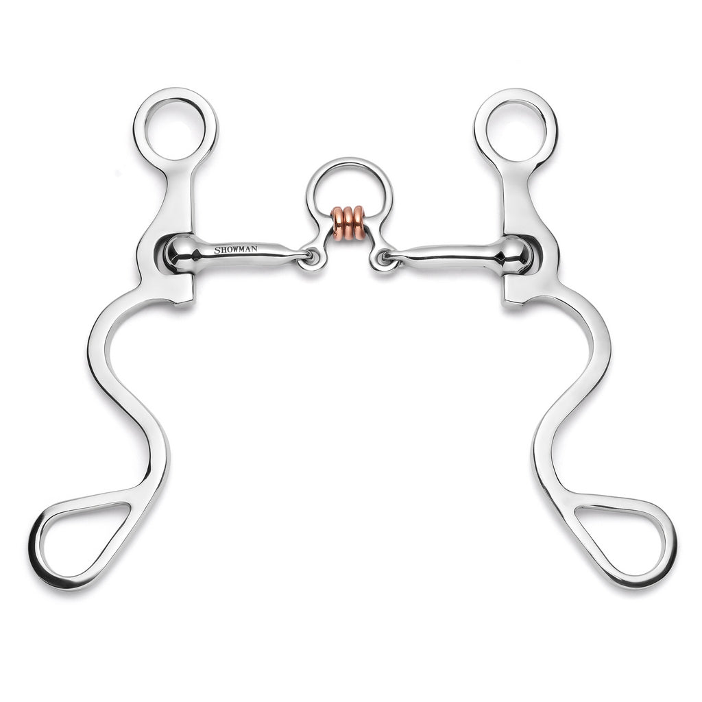 Showman long S shank with 3 piece jointed copper rollers