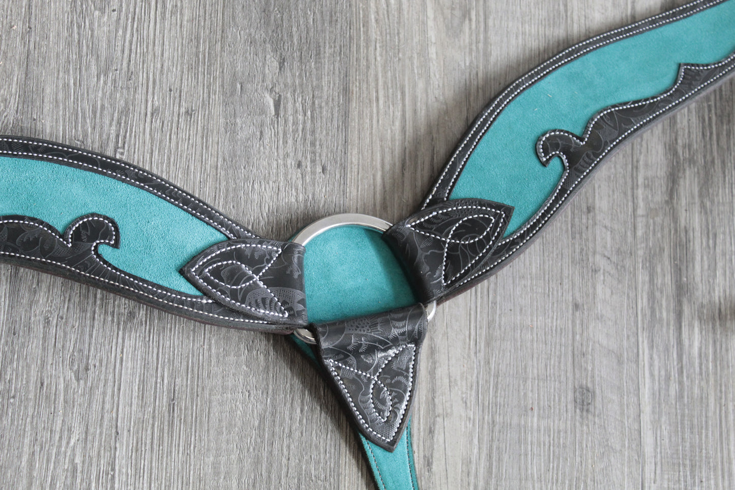 Turquoise & Black Headstall and Breast Collar Set