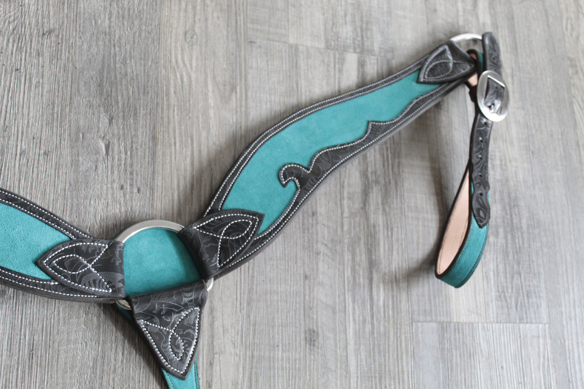Turquoise & Black Headstall and Breast Collar Set