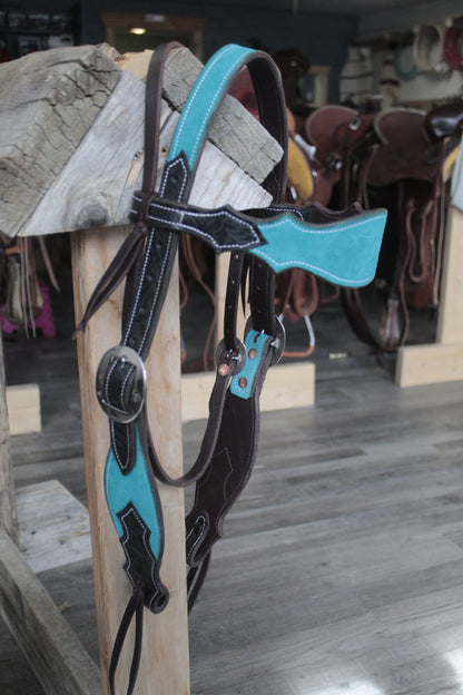 Turquoise & Black Headstall and Breast Collar Set