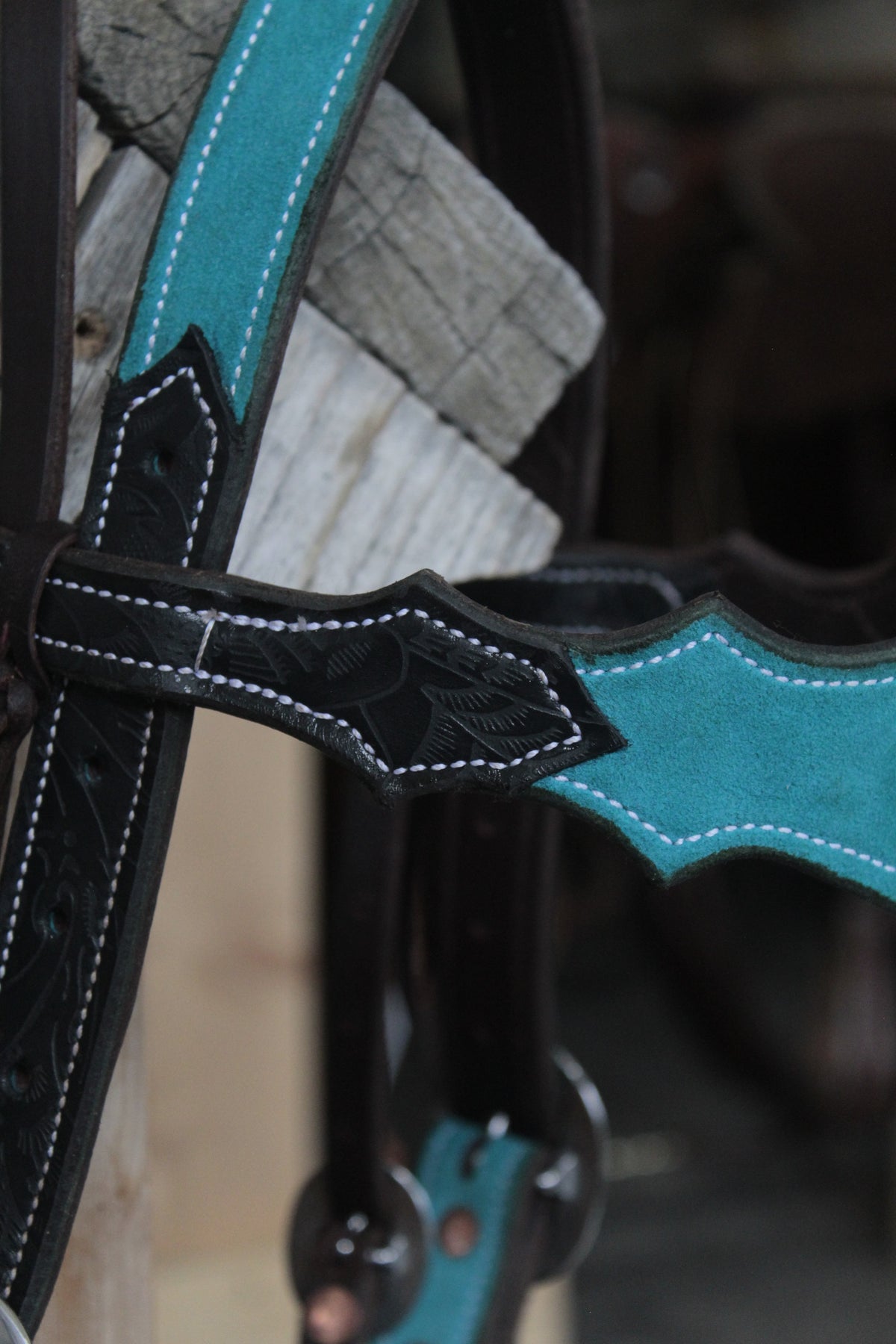 Turquoise & Black Headstall and Breast Collar Set
