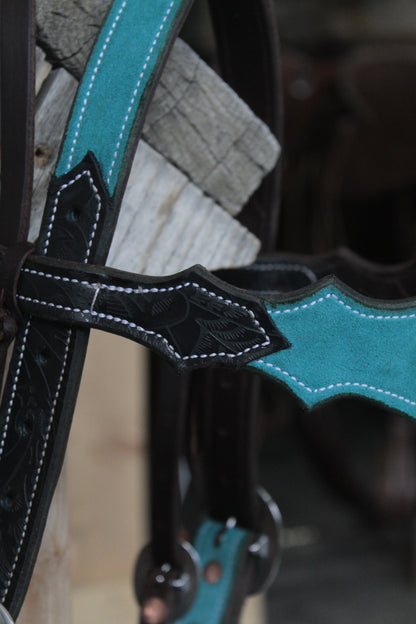 Turquoise & Black Headstall and Breast Collar Set
