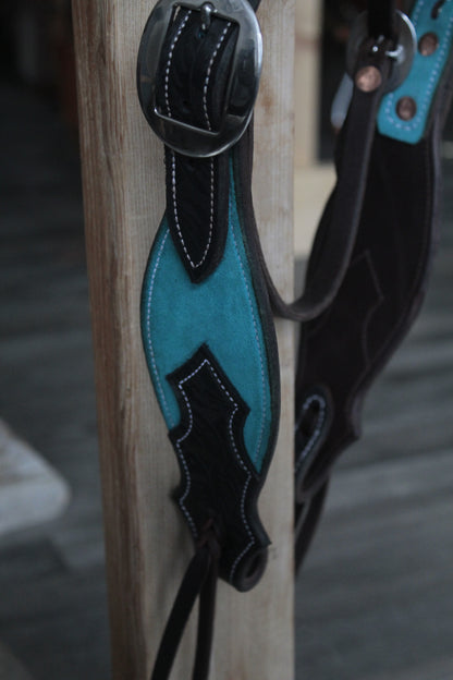 Turquoise & Black Headstall and Breast Collar Set