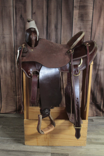 Sulphur River Saddlery- 16" Chocolate Mule Saddle - Lazy L Ranch Co.