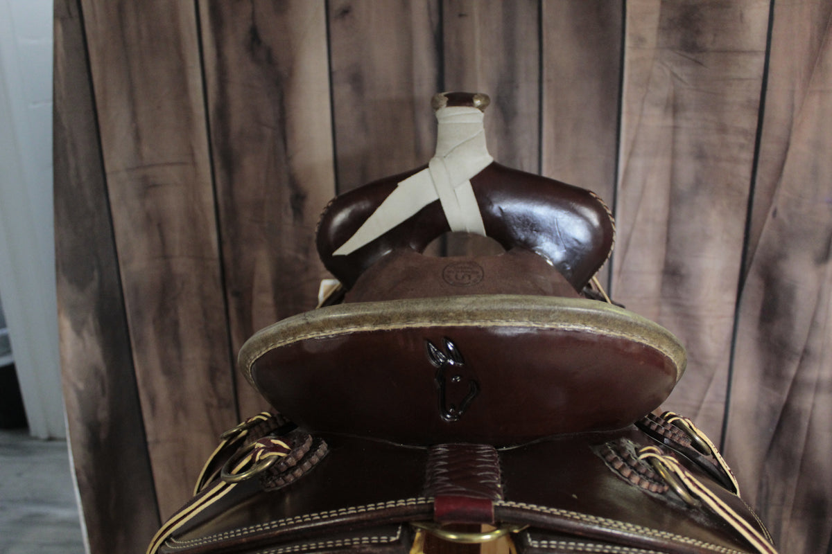 Sulphur River Saddlery- 16" Chocolate Mule Saddle - Lazy L Ranch Co.