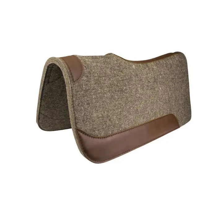 Merino Wool 1" 31x31 Grey / Brown leathers Saddle Pad - Lazy L Ranch Co.