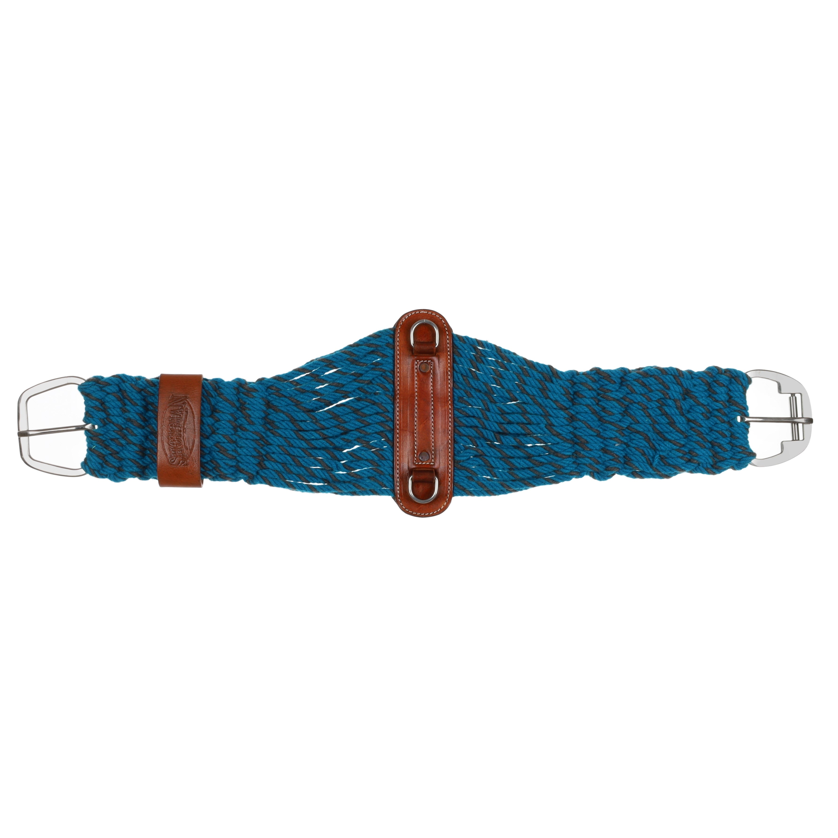 Showman Blue Mohair Double Weave String Girth with Stainless Steel Roller Buckle - 28"