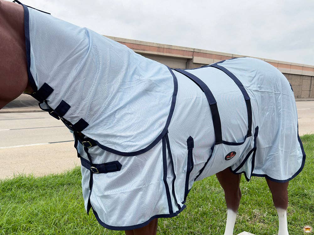 HILASON 72" Horse Fly Sheet with Neck UV Protect Mesh Bug Mosquito Summer White | Horse Fly Sheet | Horse Western Fly Sheet | Fly Sheets for Horses | Mosquitoes Protection for Horses - Lazy L Ranch Co.