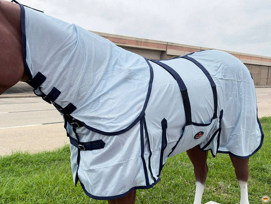 HILASON 72" Horse Fly Sheet with Neck UV Protect Mesh Bug Mosquito Summer White | Horse Fly Sheet | Horse Western Fly Sheet | Fly Sheets for Horses | Mosquitoes Protection for Horses - Lazy L Ranch Co.