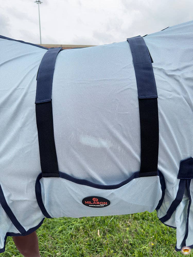 HILASON 72" Horse Fly Sheet with Neck UV Protect Mesh Bug Mosquito Summer White | Horse Fly Sheet | Horse Western Fly Sheet | Fly Sheets for Horses | Mosquitoes Protection for Horses