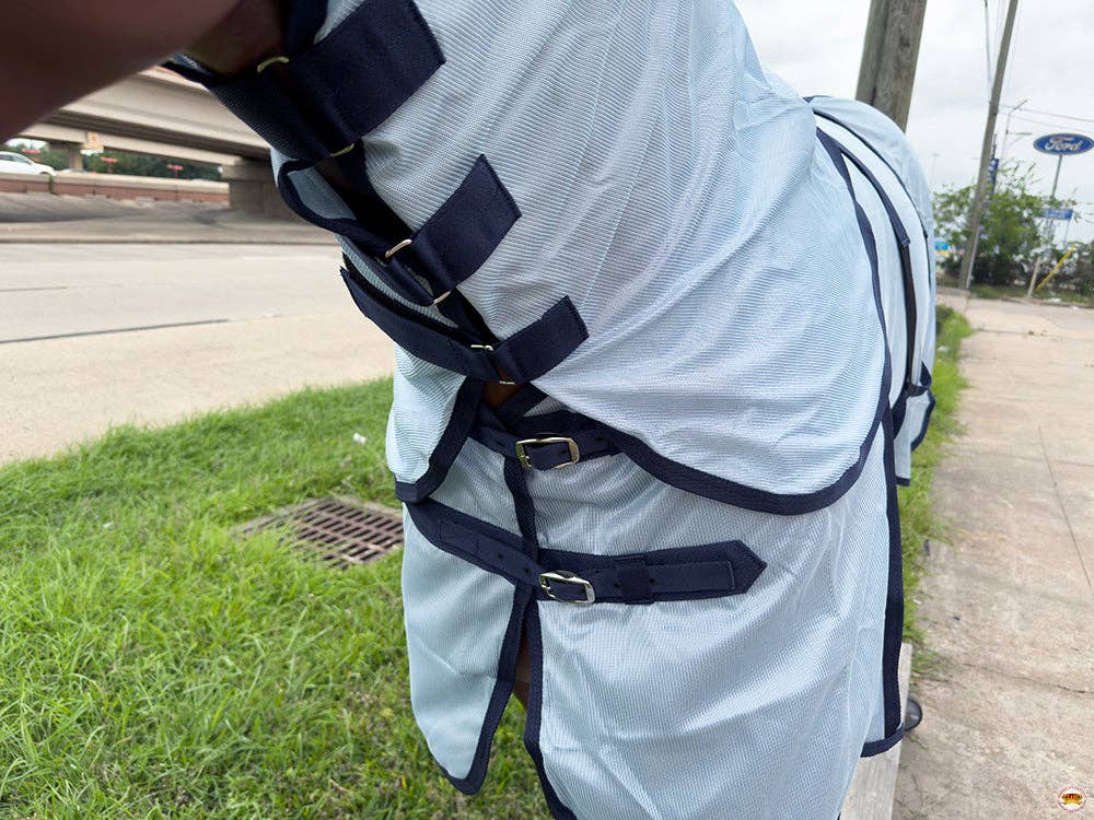 HILASON 72" Horse Fly Sheet with Neck UV Protect Mesh Bug Mosquito Summer White | Horse Fly Sheet | Horse Western Fly Sheet | Fly Sheets for Horses | Mosquitoes Protection for Horses - Lazy L Ranch Co.