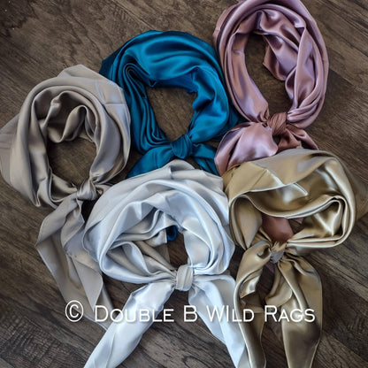 Wild Rag 100% SILK 823 Solid Teal, Silver, Mauve, Ivory, OR Beige Cowboy Western Neck Scarf Bandanna by Double B Wild Rags - Lazy L Ranch Co.